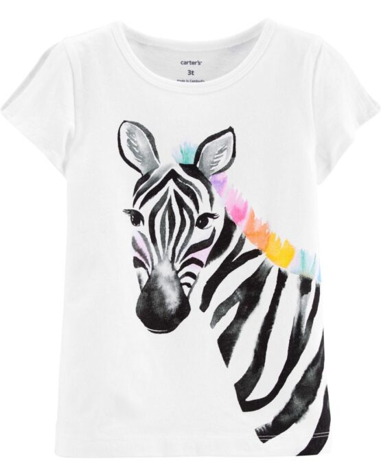 Carter's Zebra Split Shoulder Jersey Tee