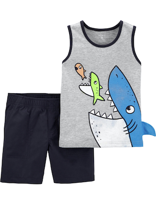 Carter's 2-Piece Shark Jersey Tank & Canvas Short Set
