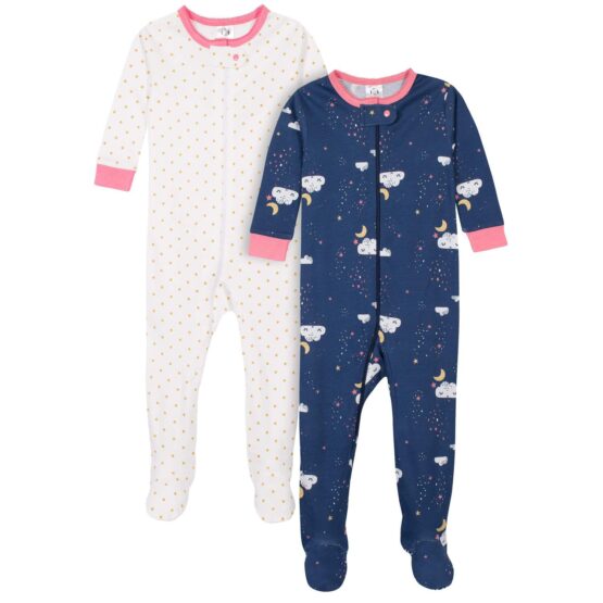 Gerber 2-Pack Girls Dreams Snug Fit Footed Cotton Pajamas