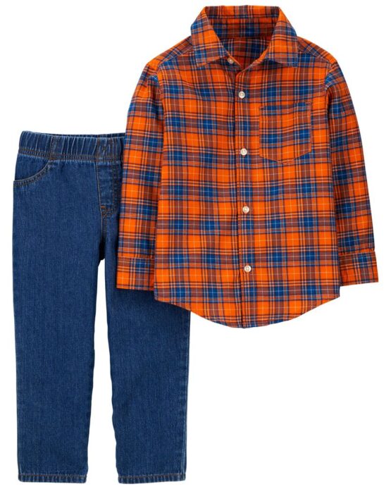 Carter's 2-Piece Plaid Button-Front Shirt & Pant Set