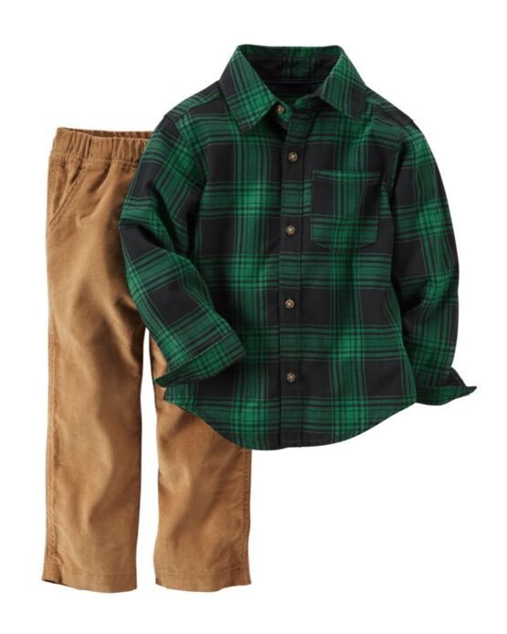 Carter's Boys 2piece Plaid Shirt & Corduroy Pant Set