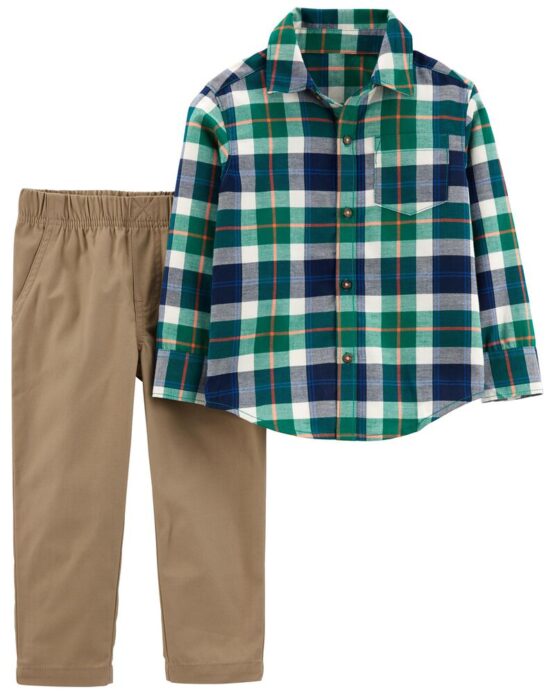 Carter's Baby Multi 2-Piece Plaid Button-Front Shirt & Pant Set