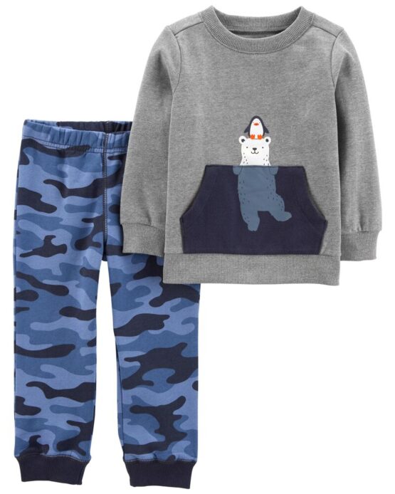 Carter's 2-Piece Fleece Bear Top & Camo Pant Set
