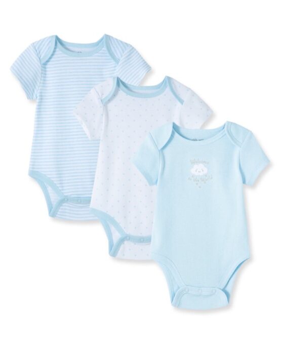 Littleme Blue Welcome To The World 3-Pack Bodysuits