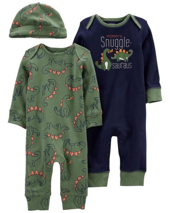 Carter's Baby Multi 3-Pack Jumpsuits & Cap Set