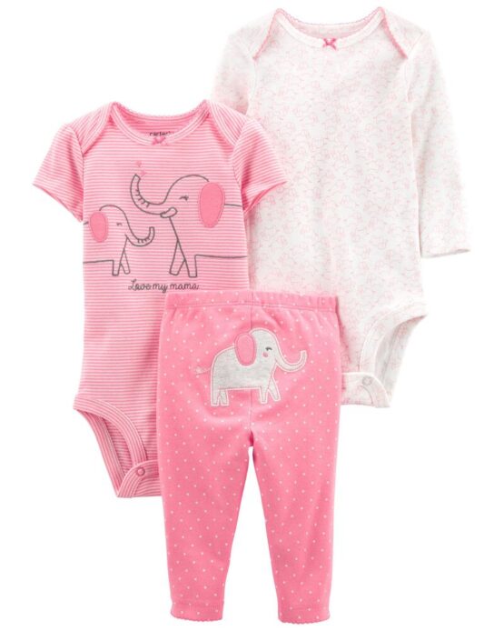 Carter's Baby Pink 3-Piece Elephant Little Character Set