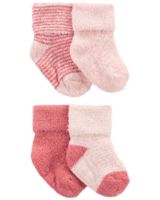 Carter's Baby Pink 4-Pack Chenille Booties
