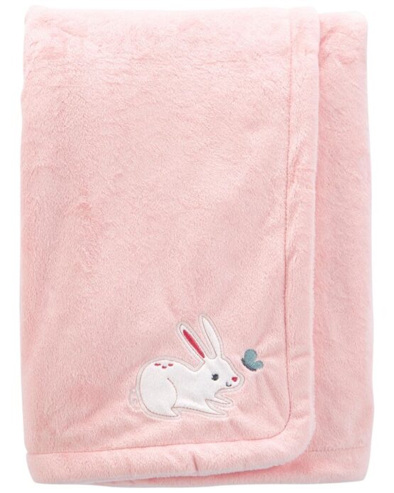 Carter's Baby Pink Bunny Fuzzy Plush Blanket
