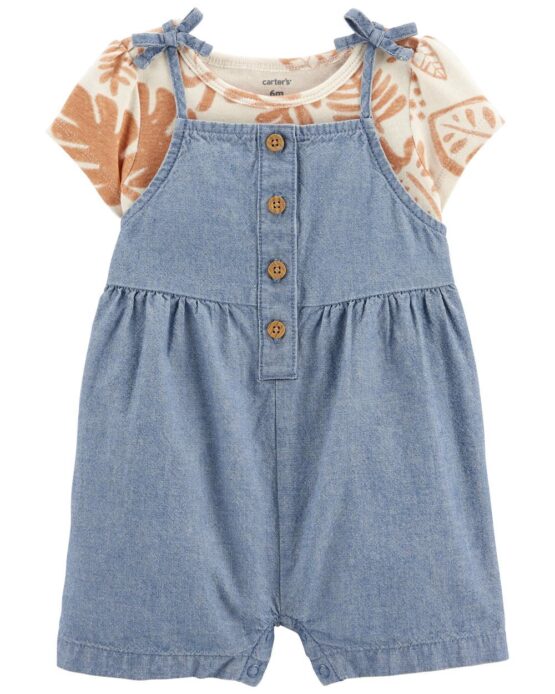 Carter's Infant Girl's 2-Piece Tropical Tee Shortall Set