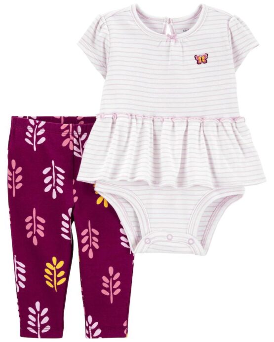 Carter's Baby Multi 2-Piece Peplum Hem Bodysuit Pant Set
