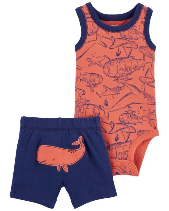 Carter's Infant Boy's 2-Piece Sleeveless Print Bodysuit Short Set