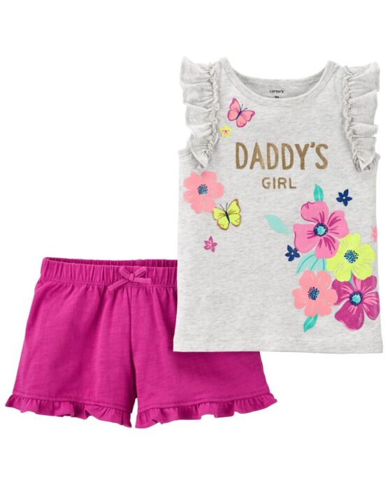 Carter's Toddler Heather/Purple 2-Piece Daddy's Girl Tee & Short Set