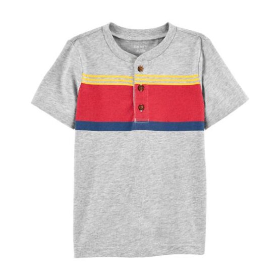 Carter's Toddler Grey Striped Henley Tee