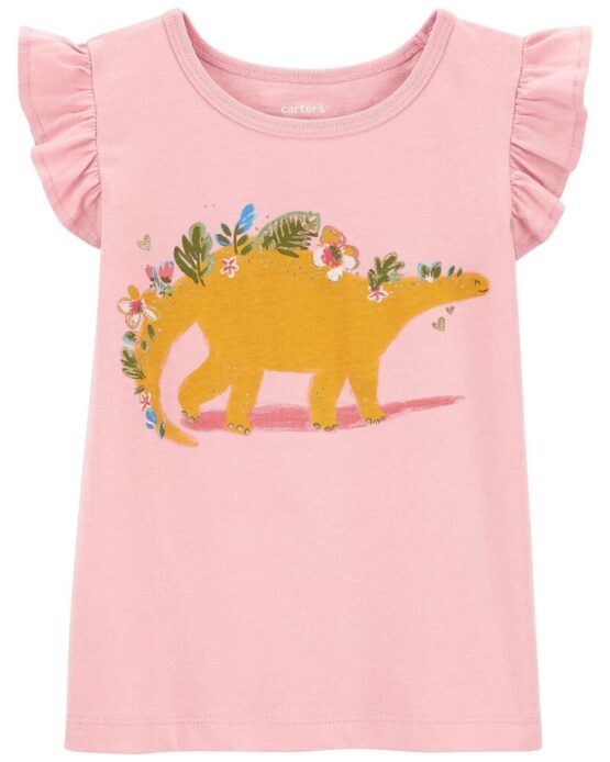 Carter's Baby Pink Dinosaur Flutter Tee