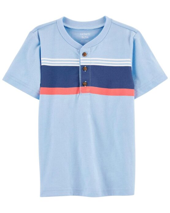 Carter's Toddler Blue Striped Henley Tee