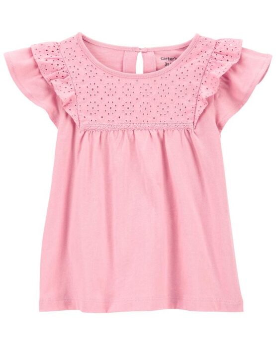 Carter's Toddler Pink Eyelet Flutter Top