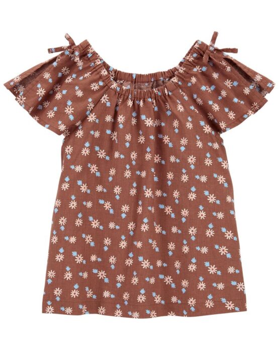 Carter's Toddler Brown Floral Linen Top
