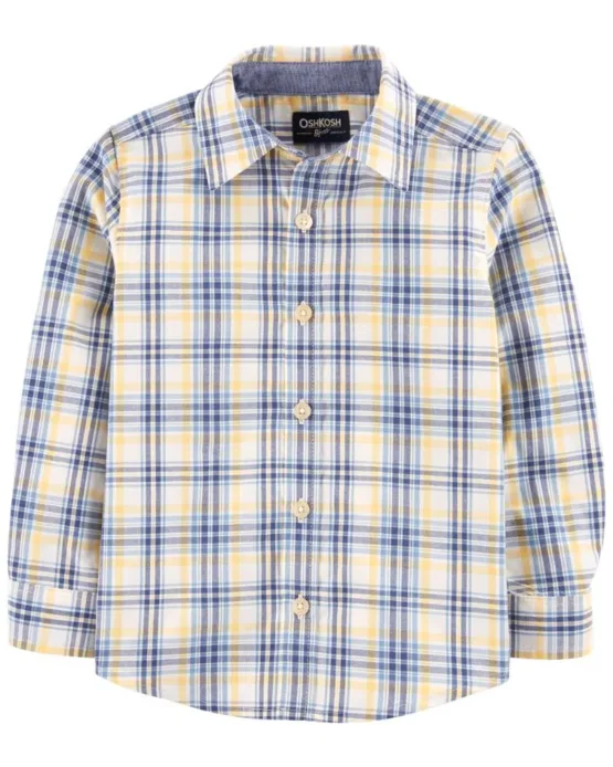 Oshkosh Yellow Plaid Button Down Shirt