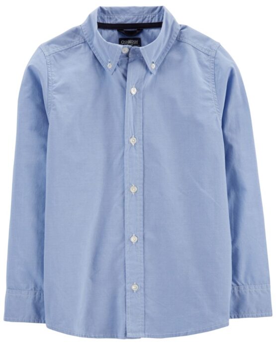 Oshkosh Toddler Solid Blue Button-Front Shirt