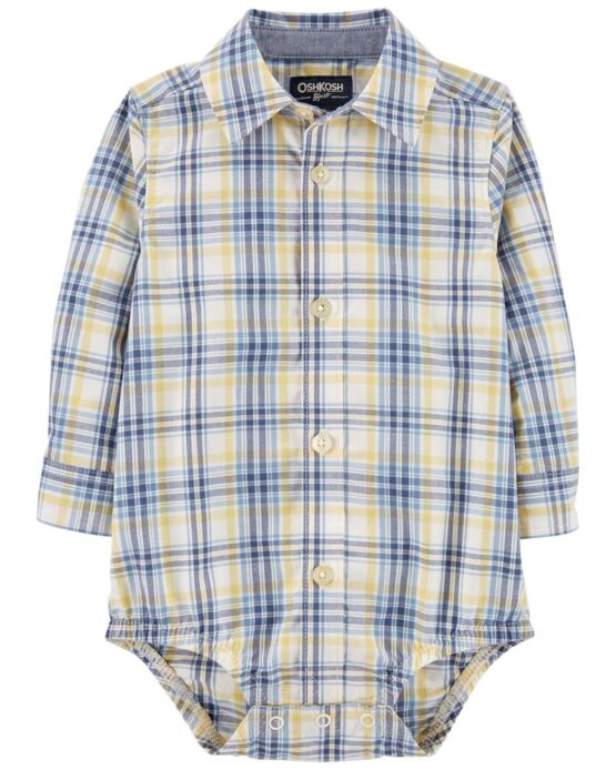 Oshkosh Yellow Plaid Button Down Bodysuit