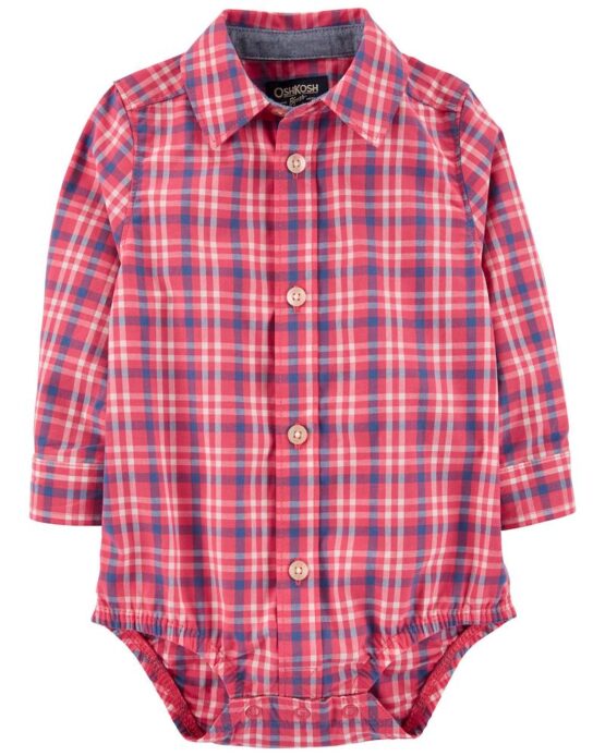 Oshkosh Red Plaid Button Down Bodysuit
