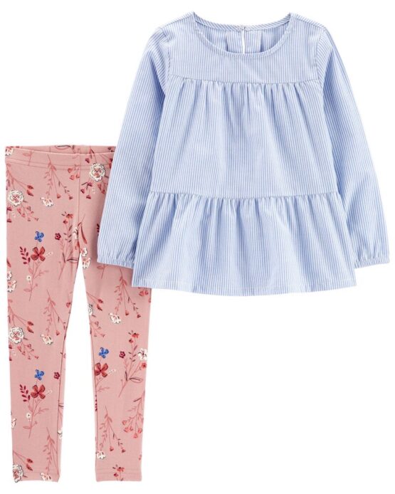 Carter's 2-Piece Striped Tiered Top & Legging Set