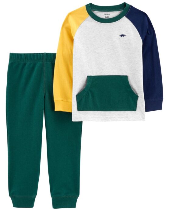 Carter's Toddler Green 2-Piece Colorblock Tee & Jogger Set