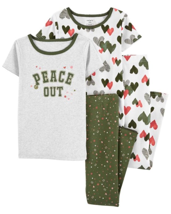 Carter's 4-Piece Peace Out Hearts 100% Snug Fit Cotton PJs