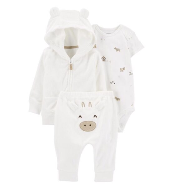 Carter's White Baby 3-Piece Terry Little Cardigan Set