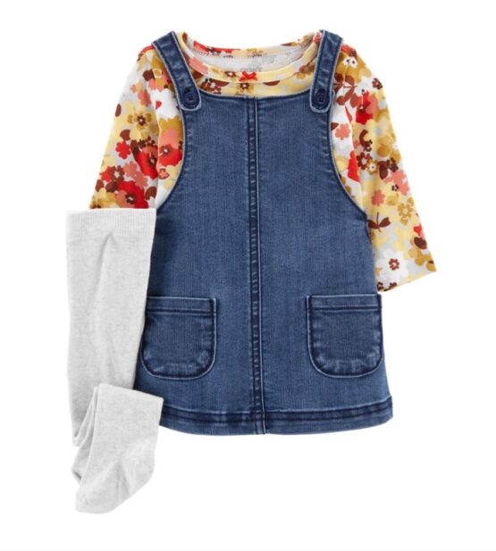 Carter's Multi Baby 3-Piece Floral Tee & Denim Jumper