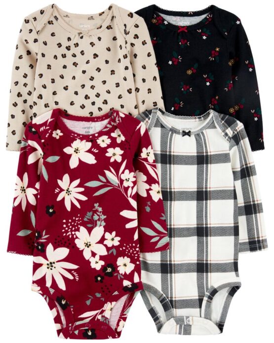 Carter's Multi 4-Pack Holiday Long-Sleeve Bodysuits
