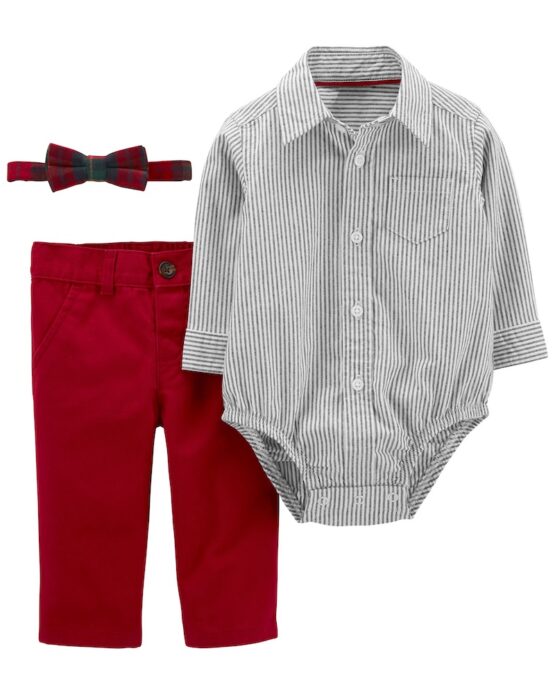 Carter's Baby 3-Piece Plaid Button-Front Shirt & Suspender Pant Set