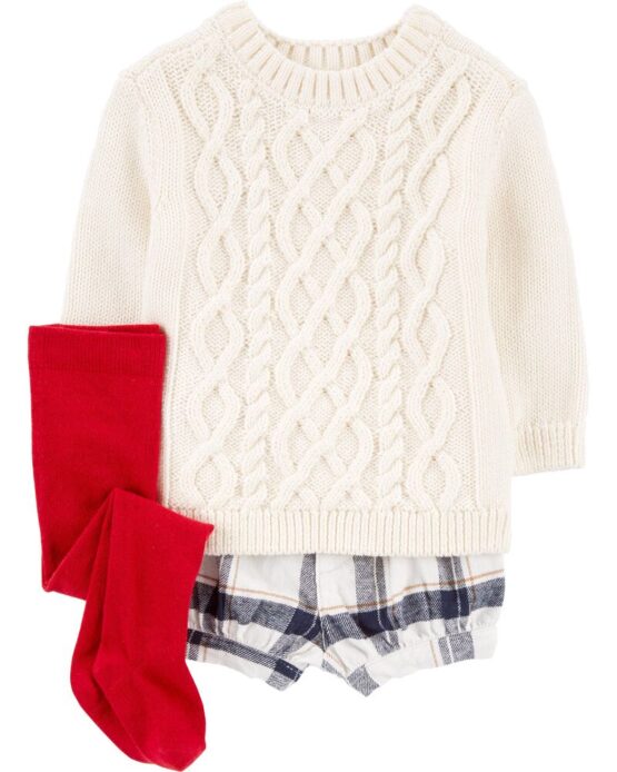 Carter's Baby 3-Piece Cable Knit Sweater & Short Set