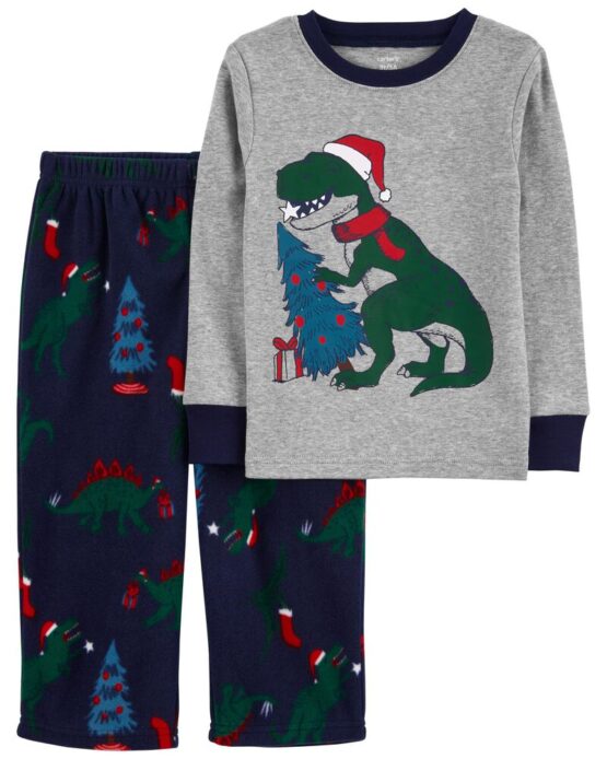 Carter's Toddler 2-Piece Christmas Dinosaur Fleece PJs