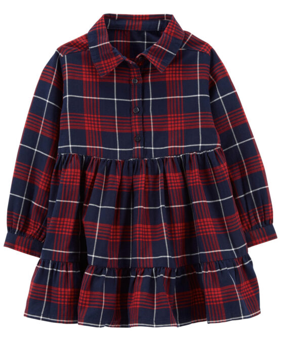 Carter's Toddler Navy Red Plaid Dress