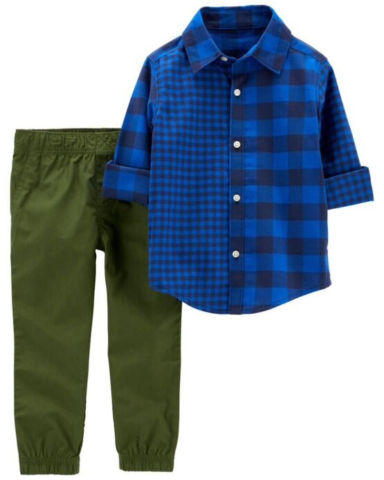 Carter's 2-Piece Plaid Button-Front Shirt & Pant Set