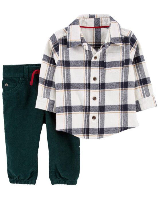 Carter's Baby 2-Piece Plaid Button-Front Shirt & Corduroy Pant Set