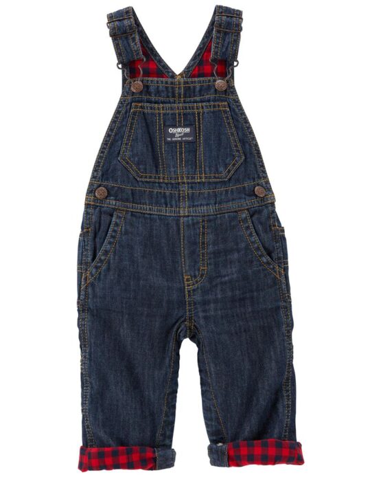 Oshkosh Buffalo Plaid-Lined Overalls
