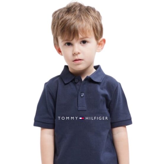 Tommy Hilfiger 100% Cotton Solid Pique Polo Navy