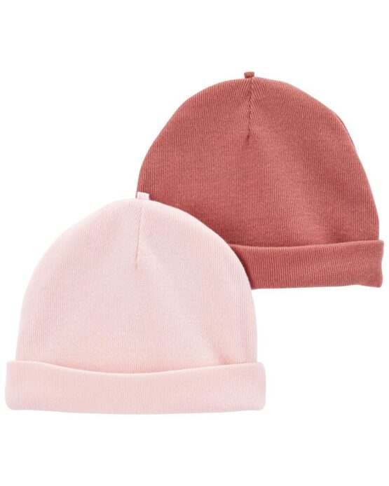 Carter's Baby 2-Pack Caps Pink