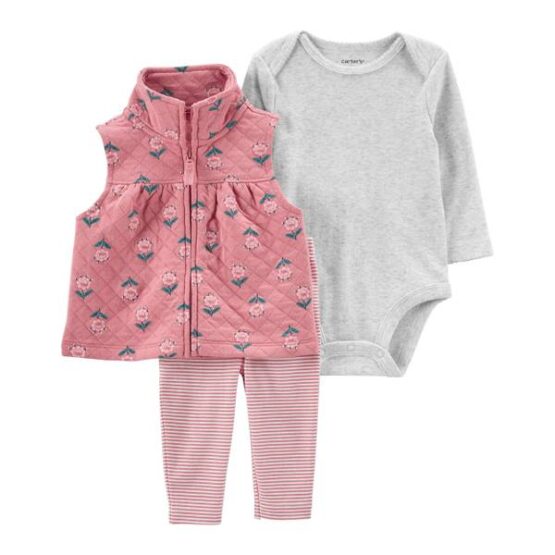 Carter's Baby Girls 3 Piece Floral Little Vest Set