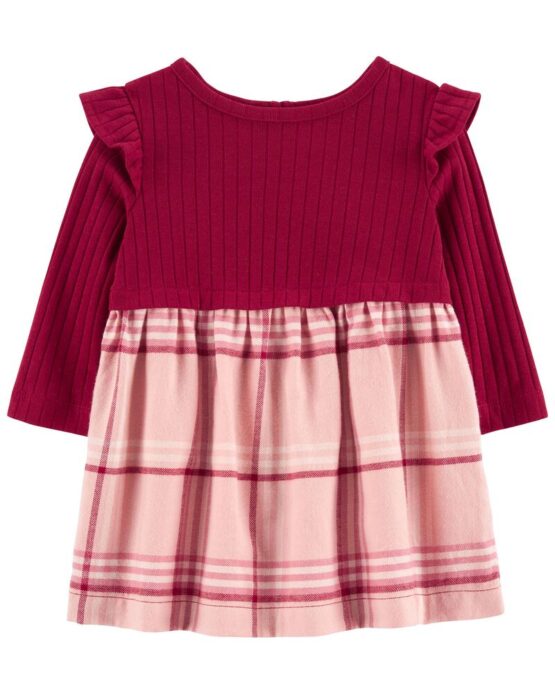Carter's Red Baby Mixed Print Flannel Dress