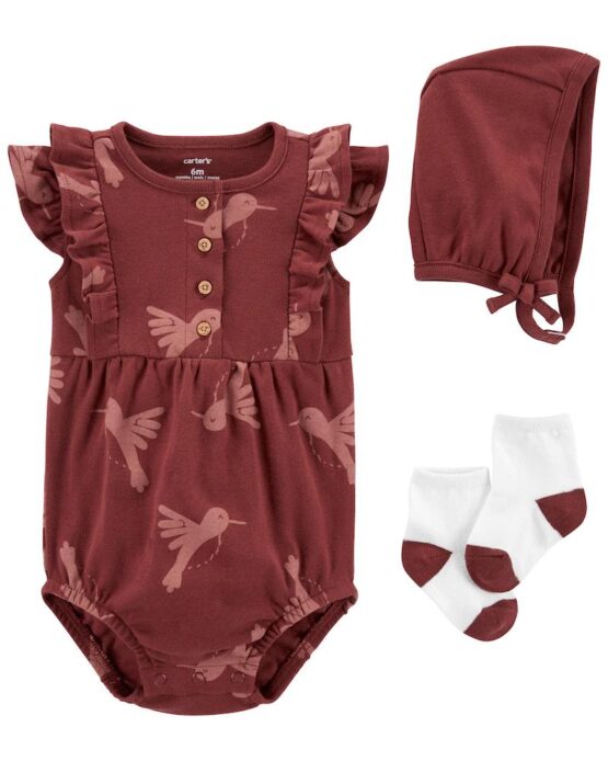 Carter's Baby 3-Piece Bodysuit & Bonnet Outfit Set
