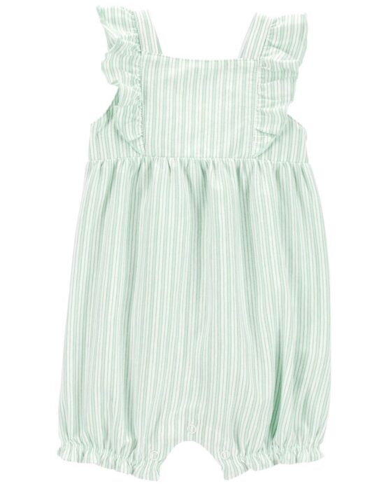 Carter's Green Baby Striped Jersey Romper