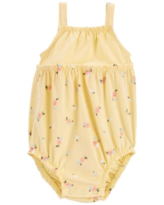 Carter's Yellow Baby Floral Tank Bodysuit