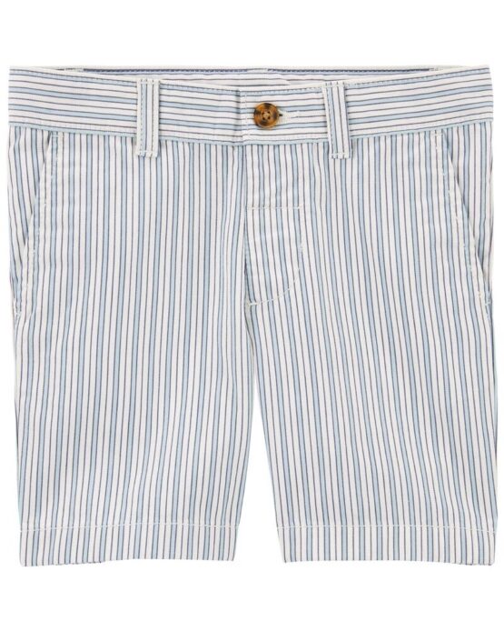Carter's White Toddler Striped Flat-Front Shorts