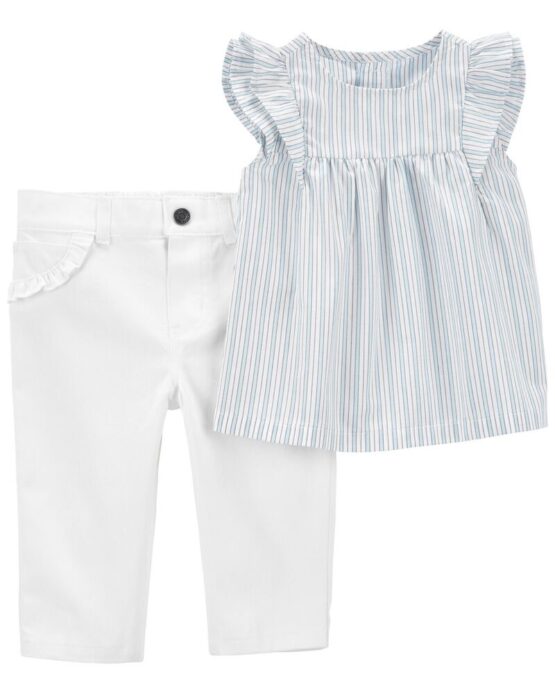 Carter's Multi Baby 2-Piece Flutter Top & Twill Pant Set