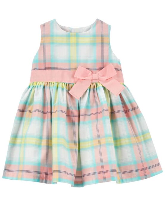 Carter's Pink/Mint/Yellow Baby Plaid Sateen Dress