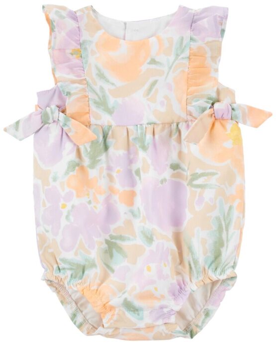Carter's Purple/Orange Baby Floral Bubble Romper
