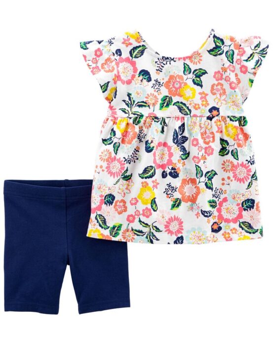 Carter's Multi Baby 2-Piece Floral Jersey Top & Bike Short Set